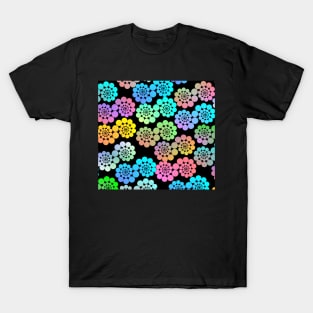 Graphic Spiraling Circles on Black Double Horizontal T-Shirt